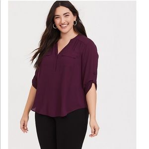 Torrid HARPER - PURPLE GEORGETTE PULLOVER BLOUSE